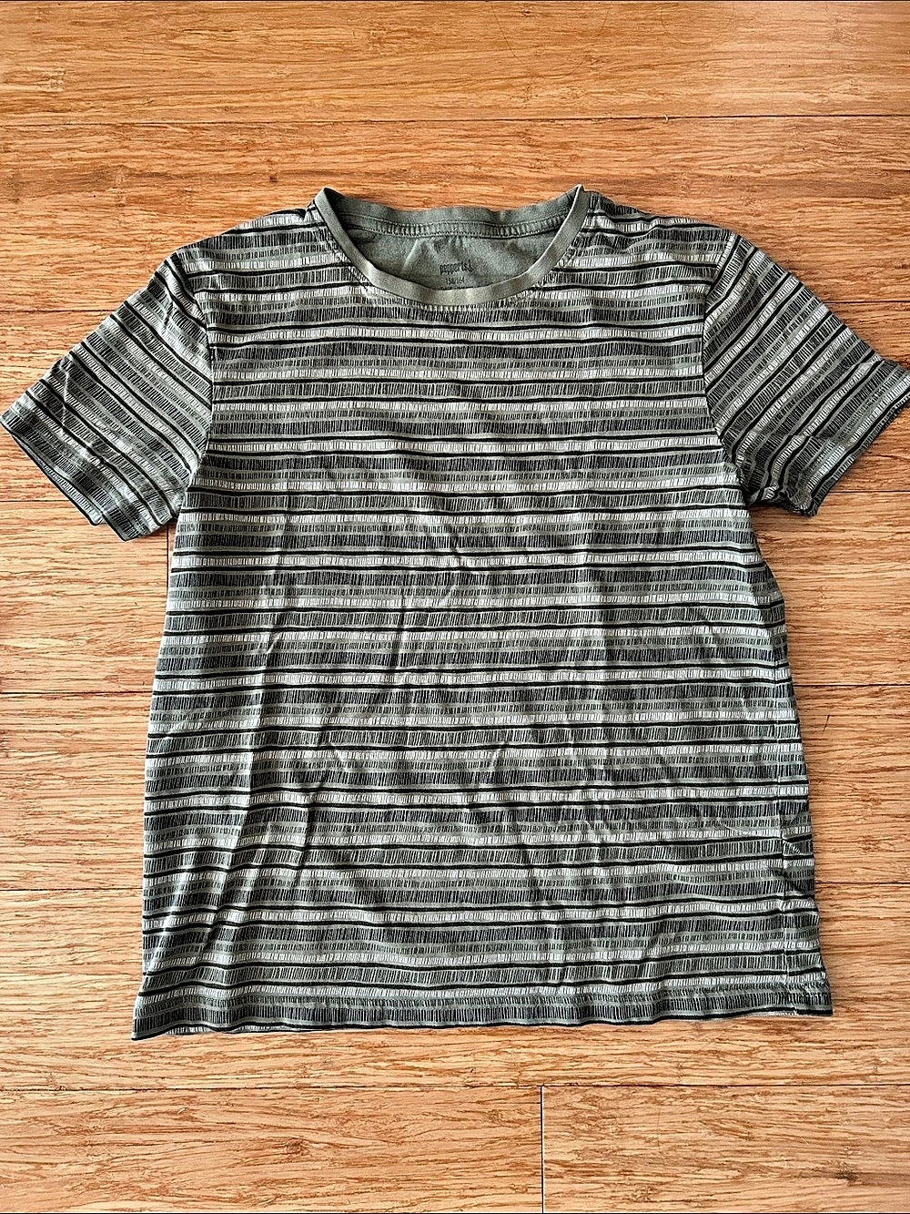 Striped Short Sleeve Tee in Khaki Green